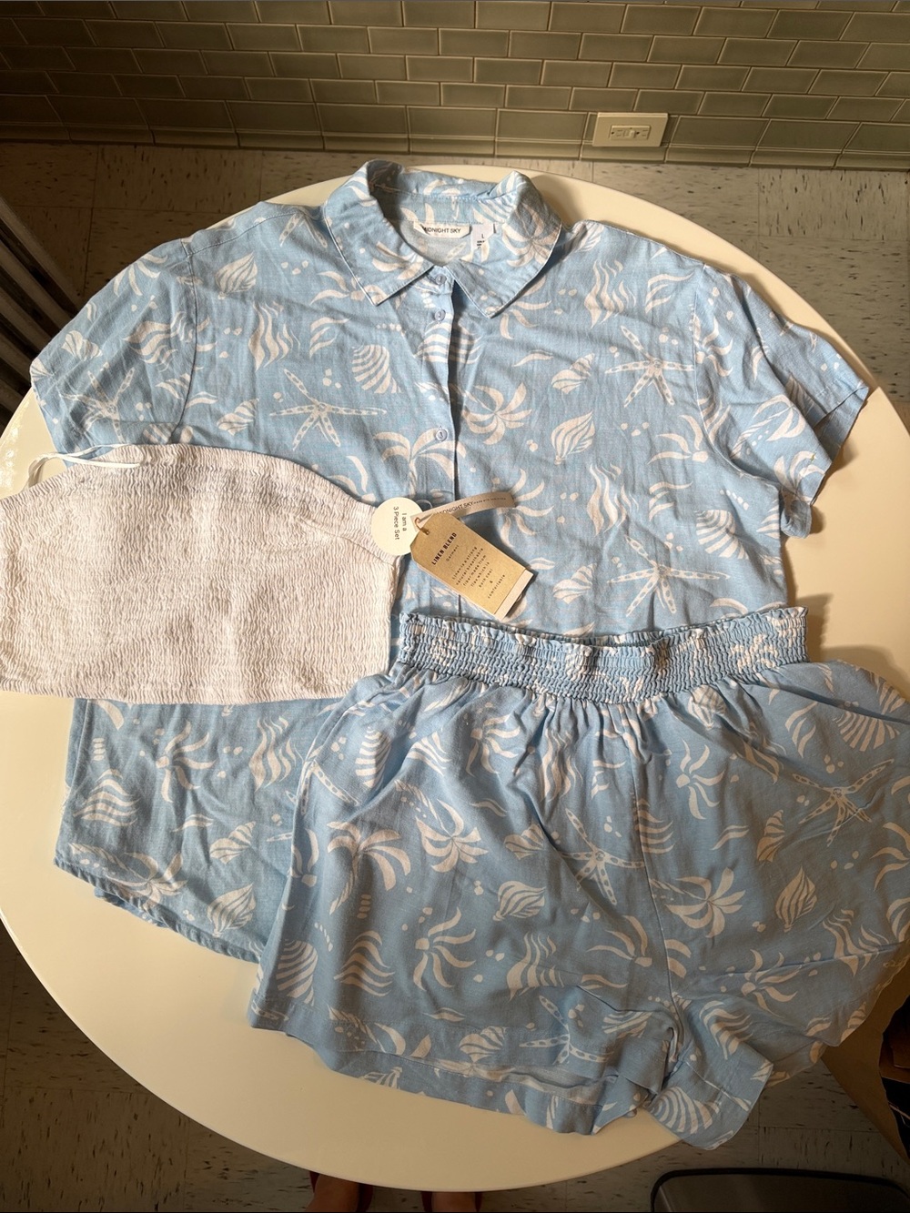 Light Blue 3 Piece Shorts Set